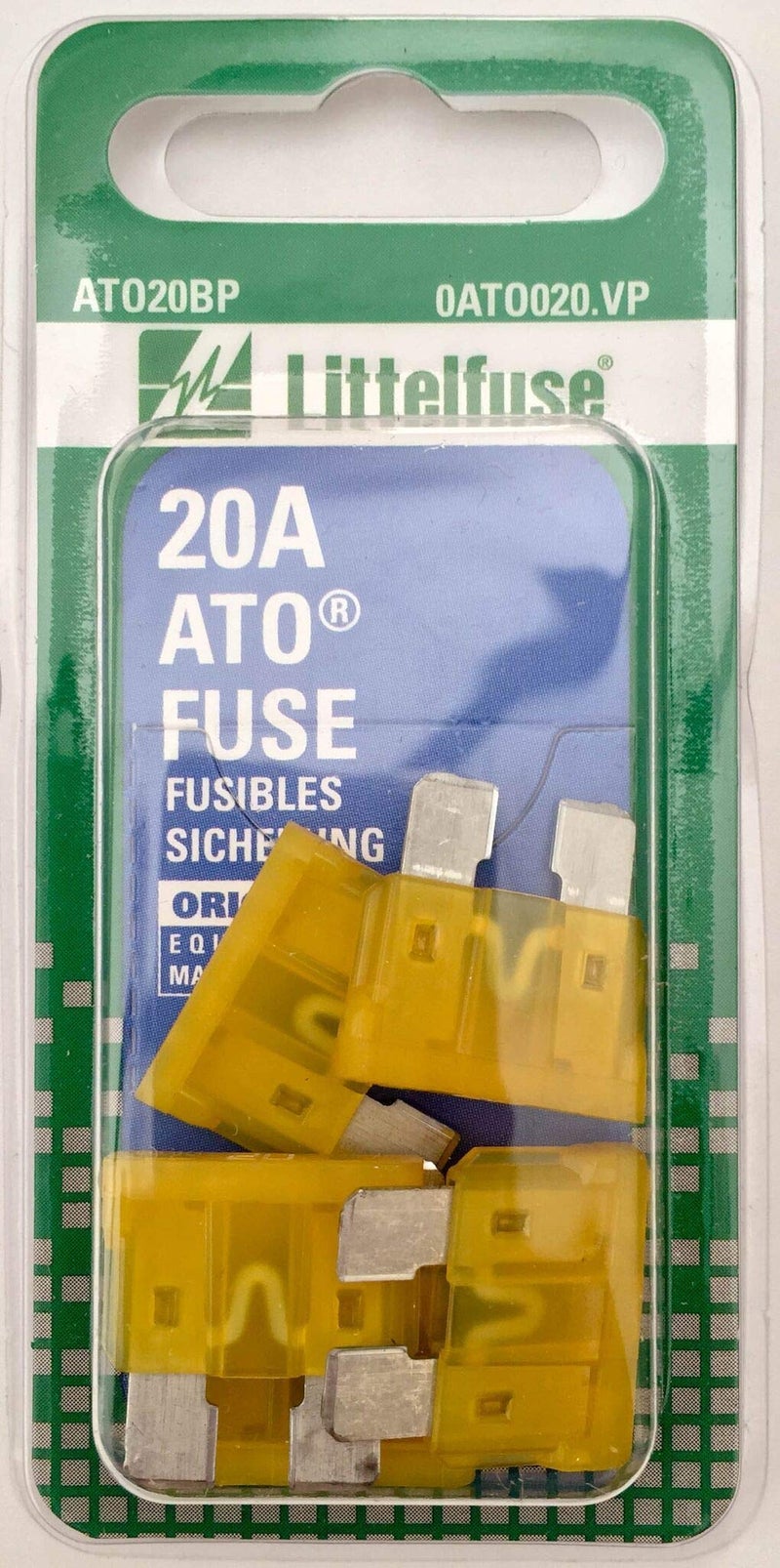 Littelfuse 0ATO020VP ATO 32 Volt 20 Amp Carded Fuse Pack of 5
